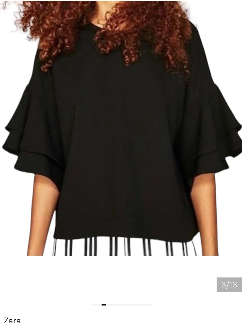 Zara Black Ruffle Sleeve Blouse